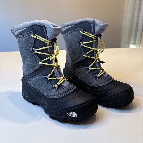 The North Face Alpenglow V Waterproof Gray‎ Black Winter Snow Boots US Size 5 - Picture 1 of 10